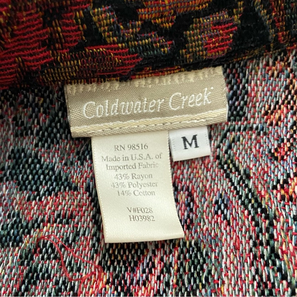 Cold water Creek Red and Black Tapestry Coat- Jacket - M