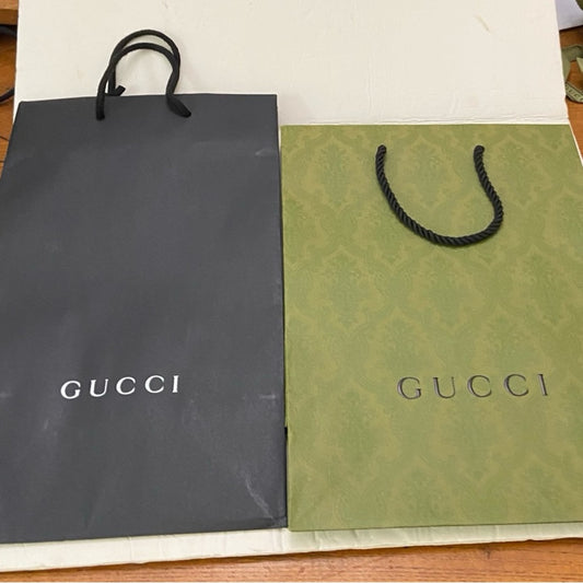 Lot of 2 Gucci Black and Green Gift Bags