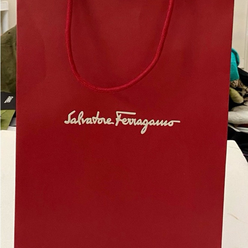 One Ferragamo Red Large Gift Bag 17in x 11in x 3In