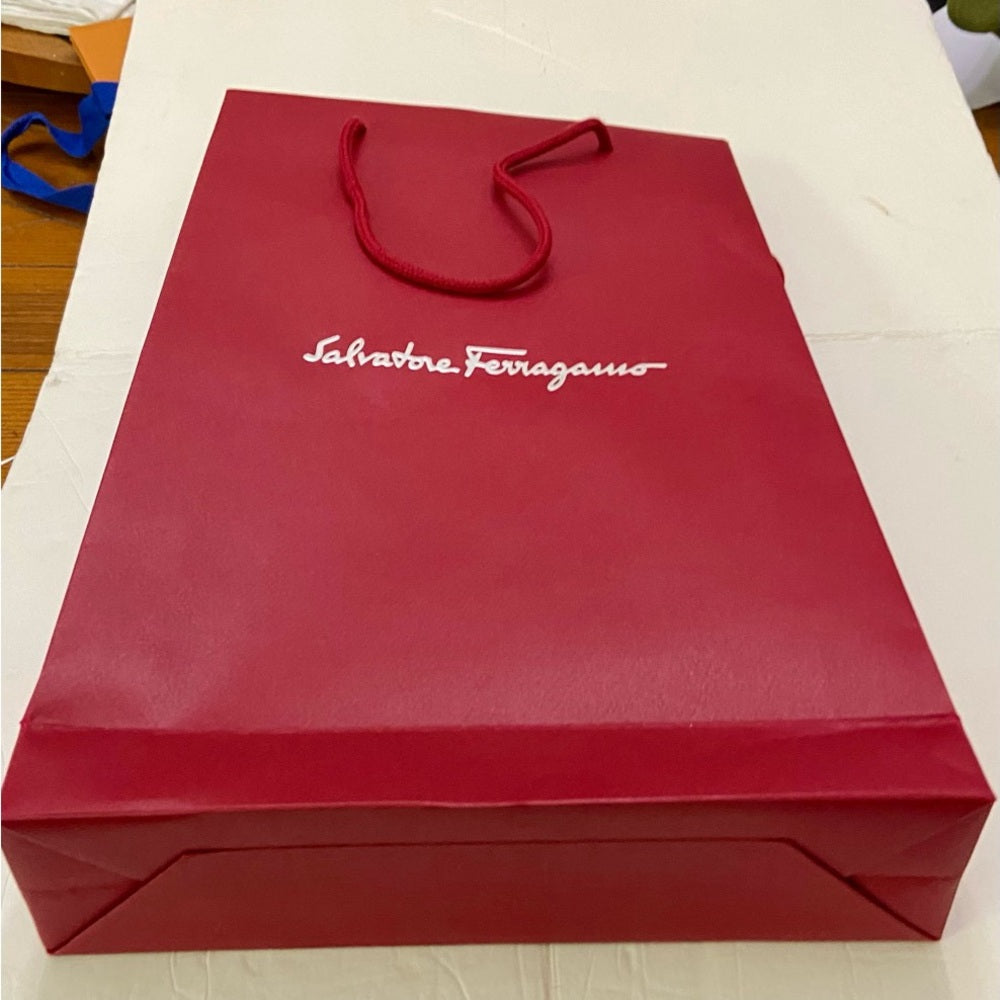 One Ferragamo Red Large Gift Bag 17in x 11in x 3In