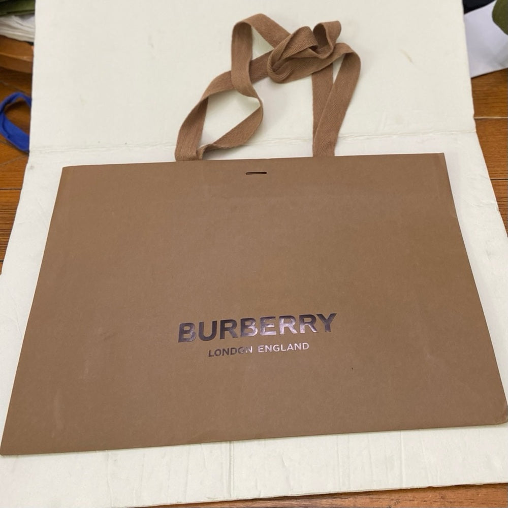 One Burberry Large Brown Gift Bag 12in x 16.5in x 5in