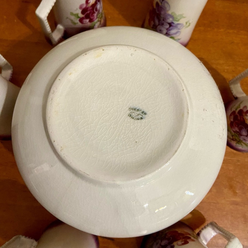 1890-1915 Dresden China or Whiteware 7-pc Juice Set
