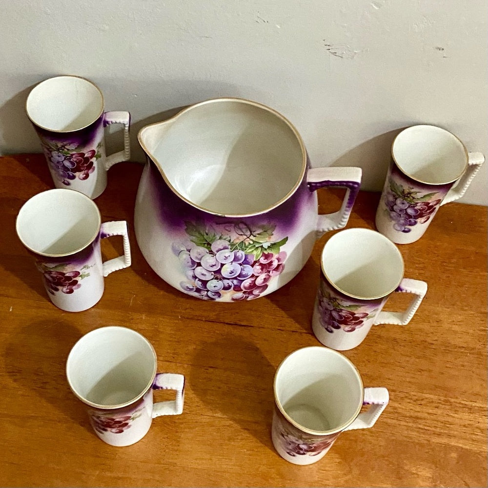 1890-1915 Dresden China or Whiteware 7-pc Juice Set