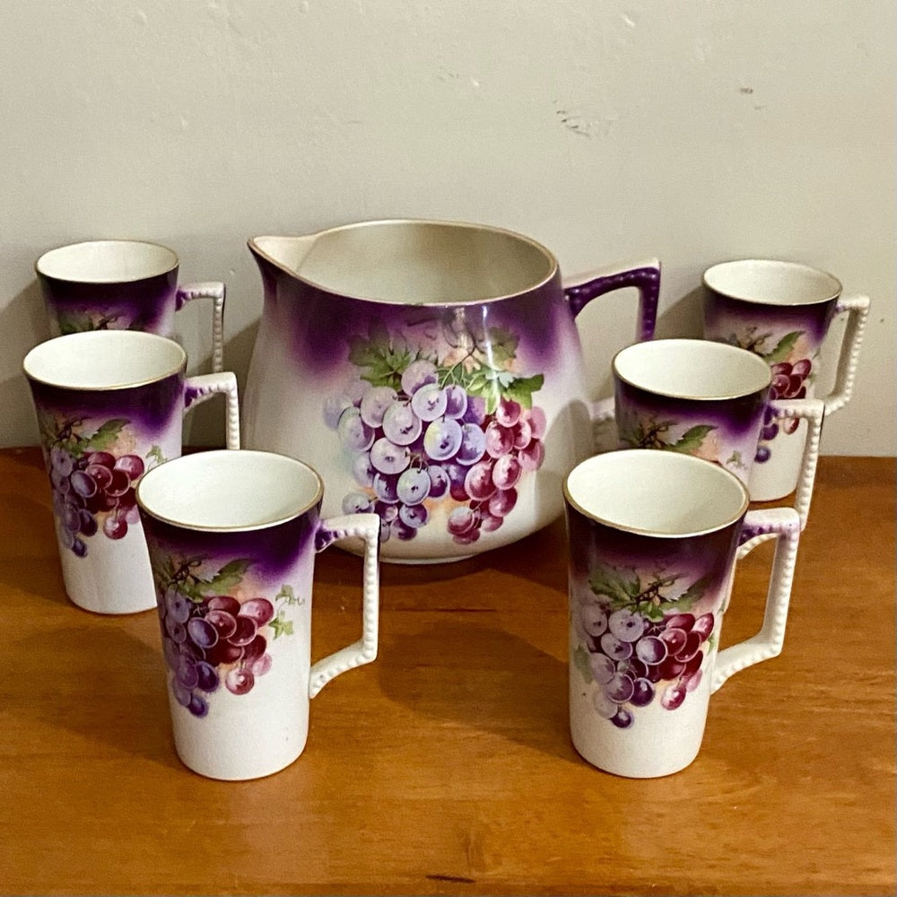1890-1915 Dresden China or Whiteware 7-pc Juice Set