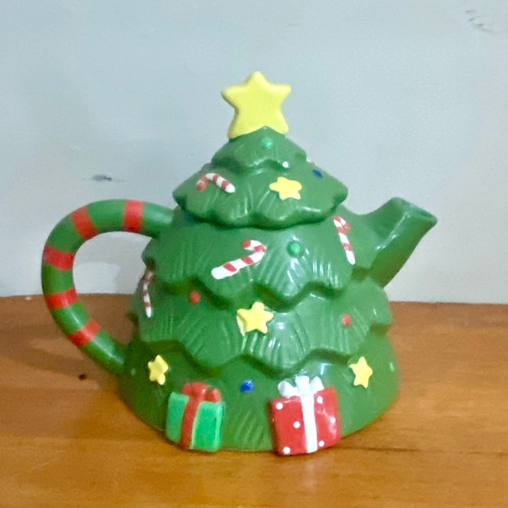 Vintage, Rare, Christmas Tree Figural Teapot