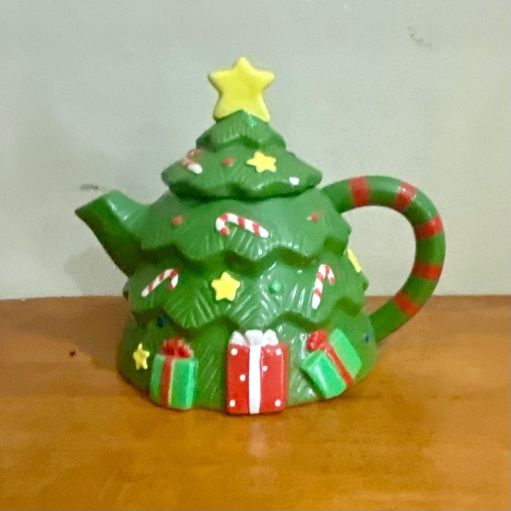 Vintage, Rare, Christmas Tree Figural Teapot