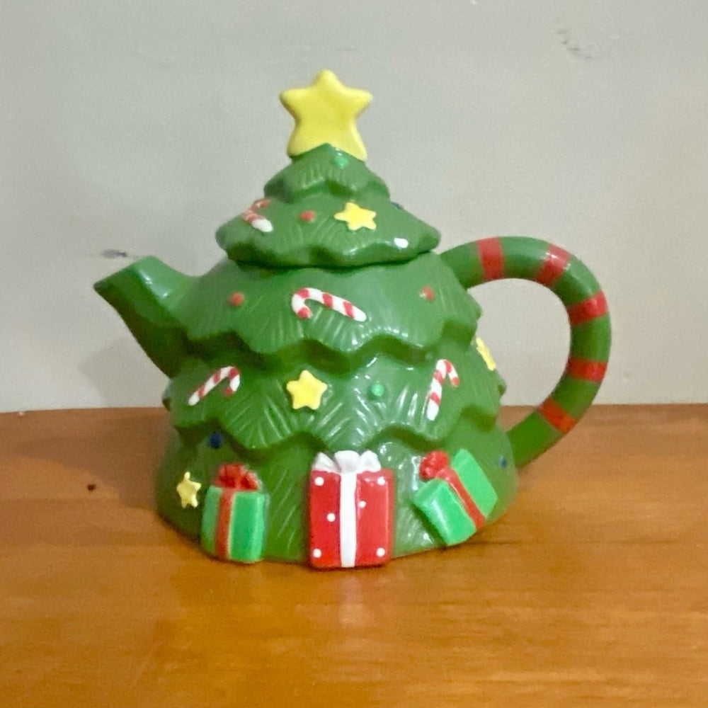 Vintage, Rare, Christmas Tree Figural Teapot