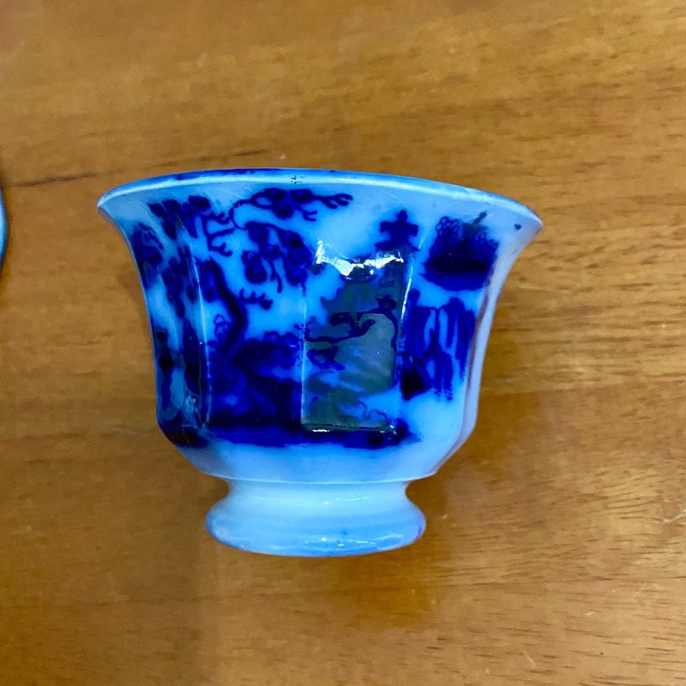 Antique, Rare, Wegdwood Chapoo, Variant Flow Blue Willow, 8.5in Plate  and Cup