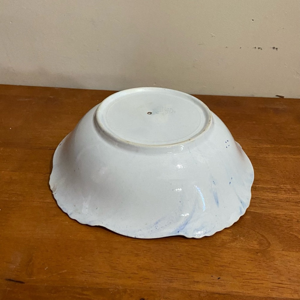 Antique, Flow Blue Fruit Bowl 3in x 10in.