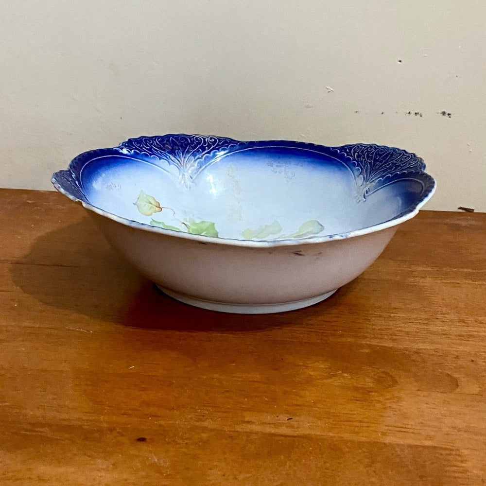 Antique, Flow Blue Fruit Bowl 3in x 10in.