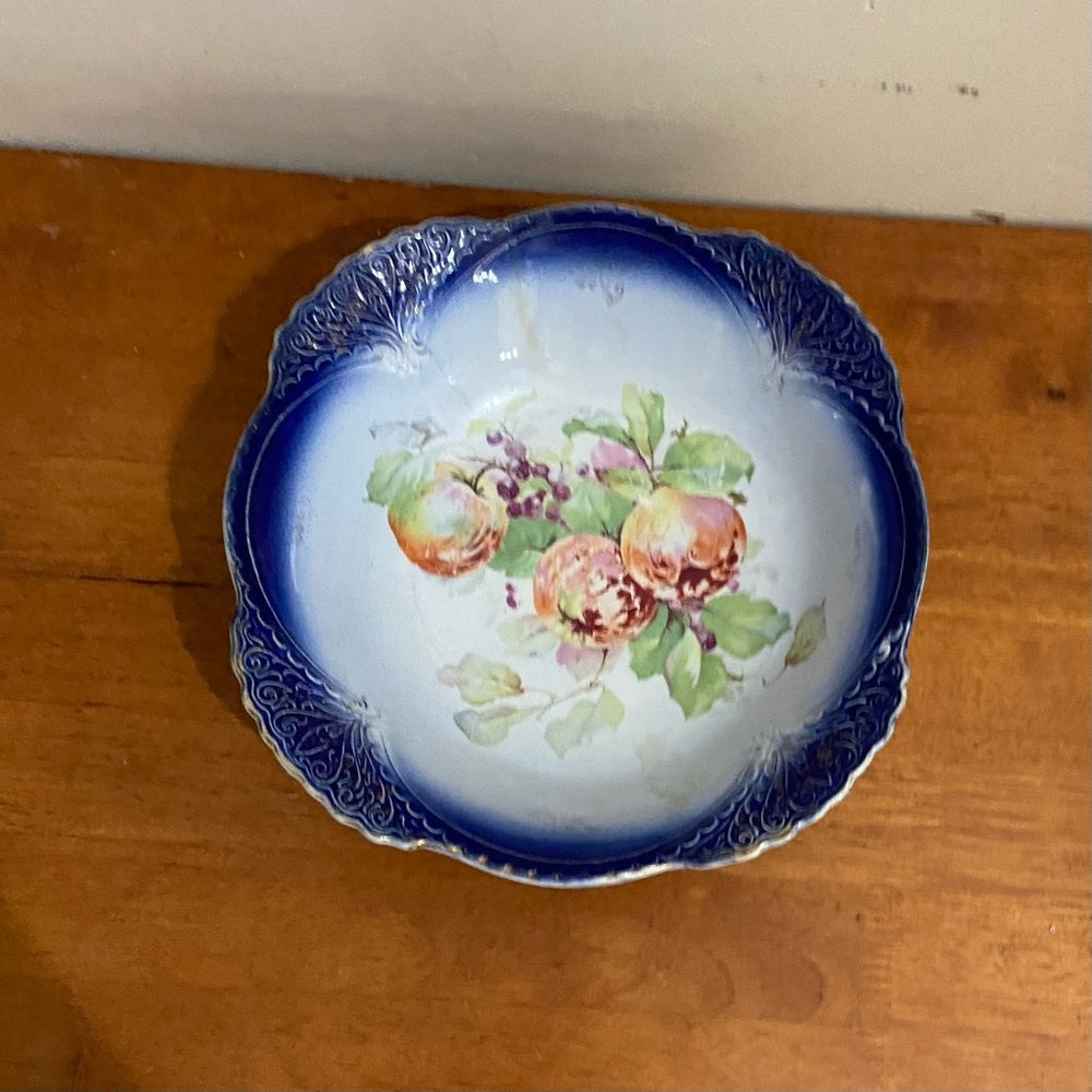 Antique, Flow Blue Fruit Bowl 3in x 10in.