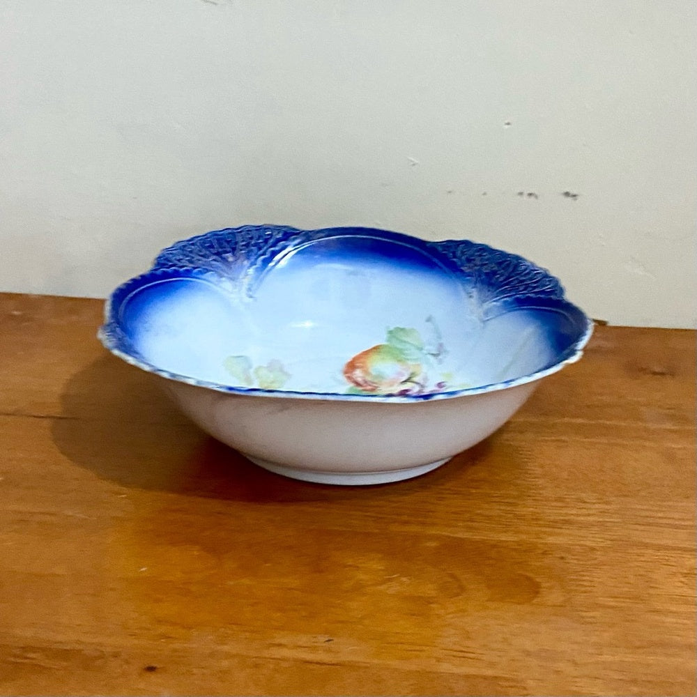 Antique, Flow Blue Fruit Bowl 3in x 10in.