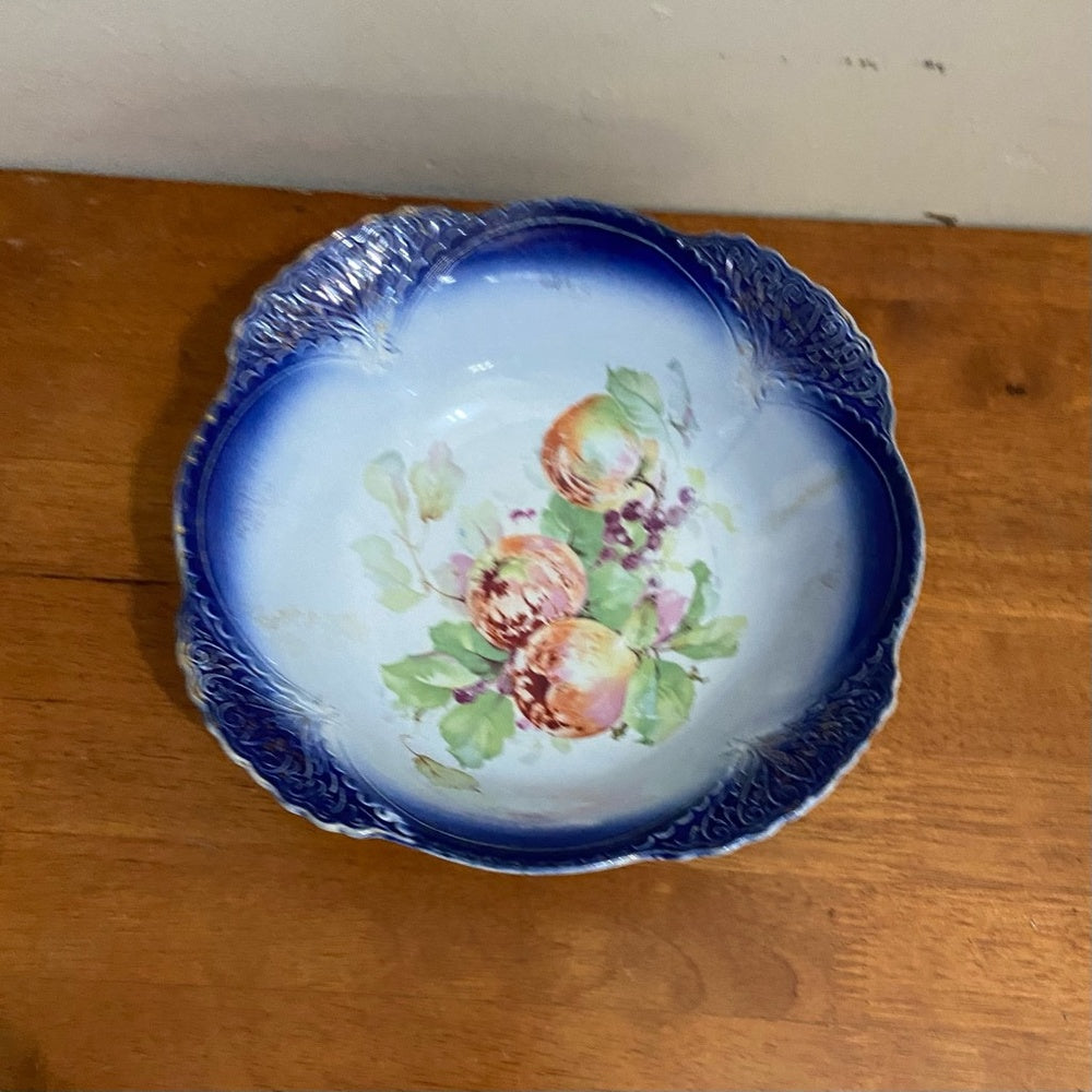 Antique, Flow Blue Fruit Bowl 3in x 10in.