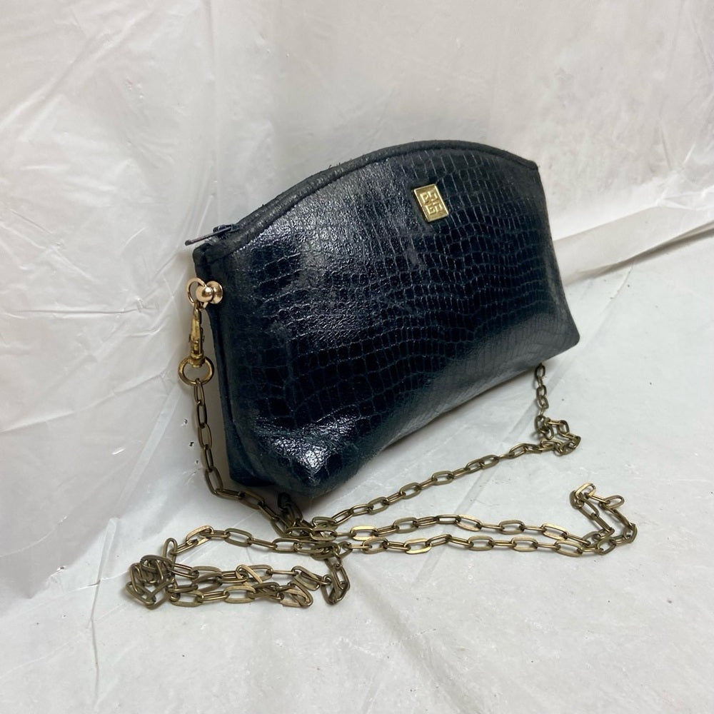 Vintage, Rare, Small Black Leather Crossbody Bag 7in x 4in x 1.5in