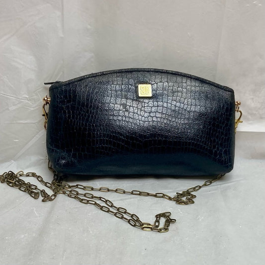 Vintage, Rare, Small Black Leather Crossbody Bag 7in x 4in x 1.5in