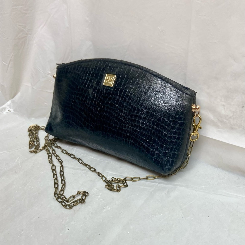 Vintage, Rare, Small Black Leather Crossbody Bag 7in x 4in x 1.5in