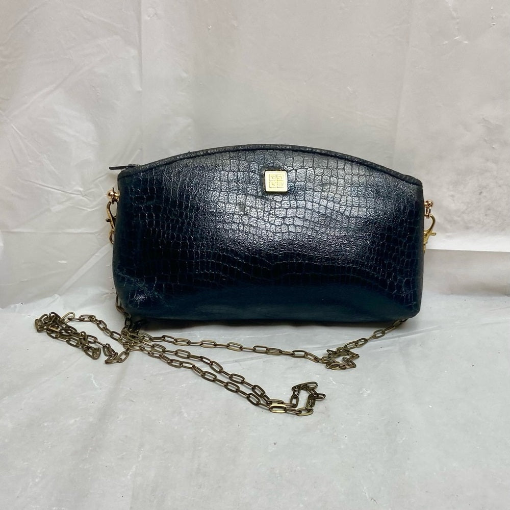Vintage, Rare, Small Black Leather Crossbody Bag 7in x 4in x 1.5in