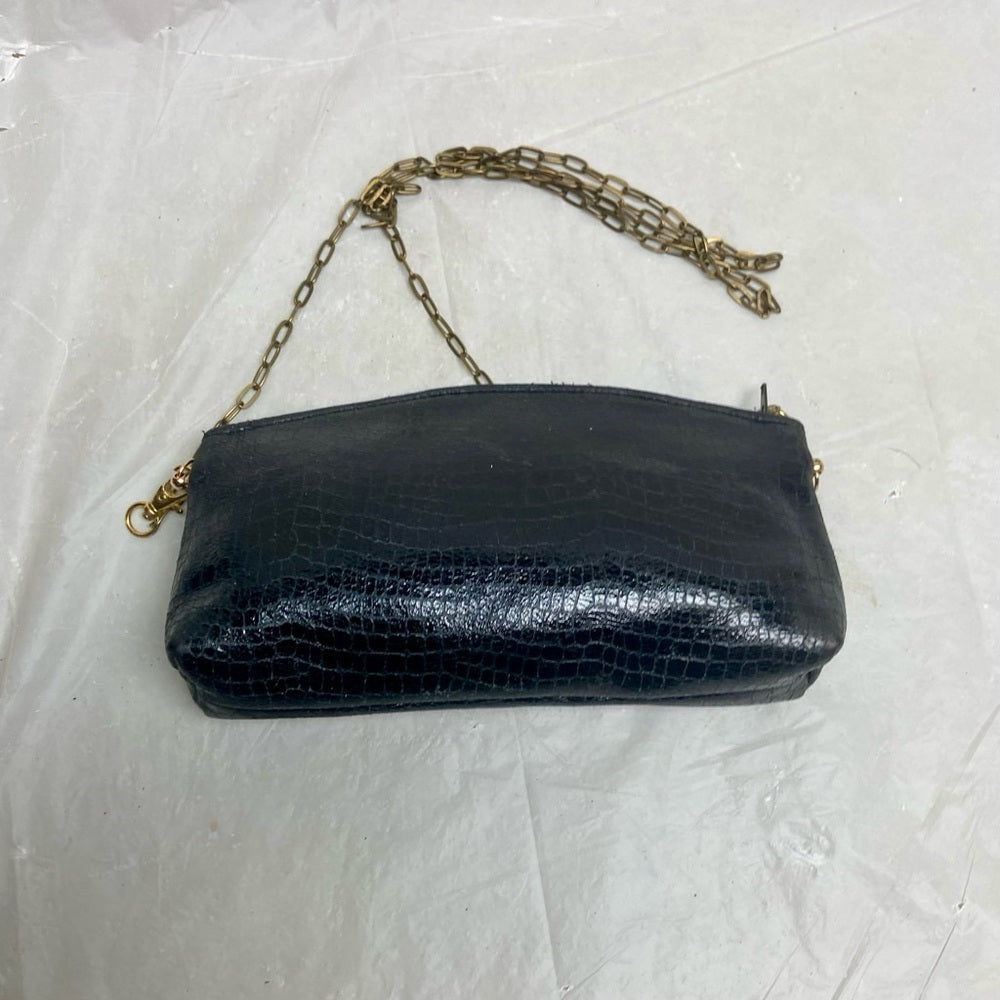 Vintage, Rare, Small Black Leather Crossbody Bag 7in x 4in x 1.5in
