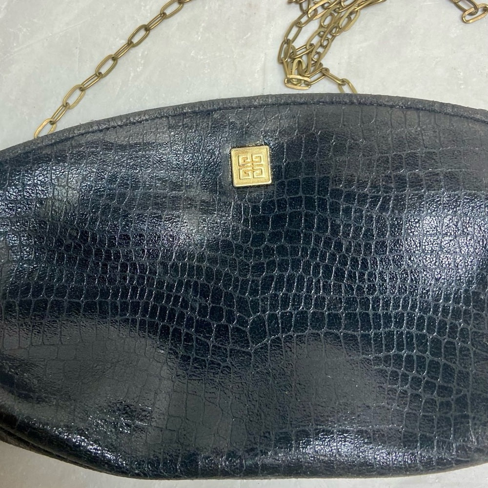 Vintage, Rare, Small Black Leather Crossbody Bag 7in x 4in x 1.5in