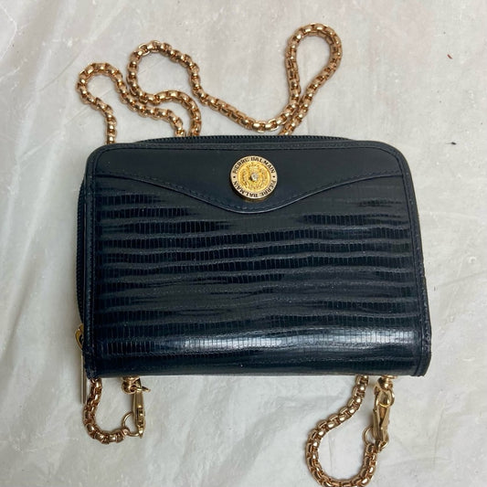 Vintage, Balmain Black Eel Leather Wallet- Crossbody