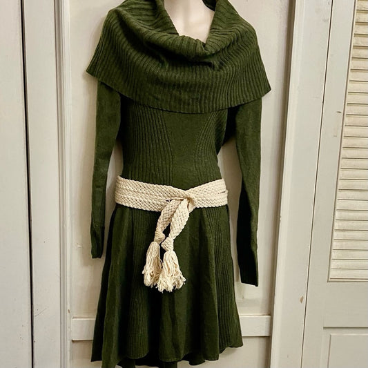 Victoria Secret Olive Green Turtle Neck Sweater Dress - Petite Small