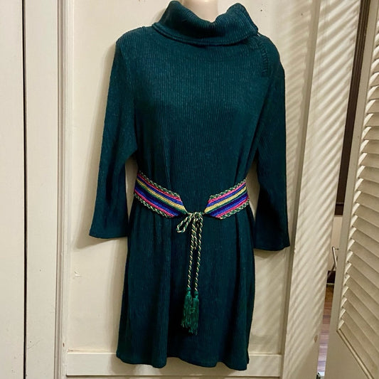No Boundaries Teal Pullover Mini Sweater Dress (XL)