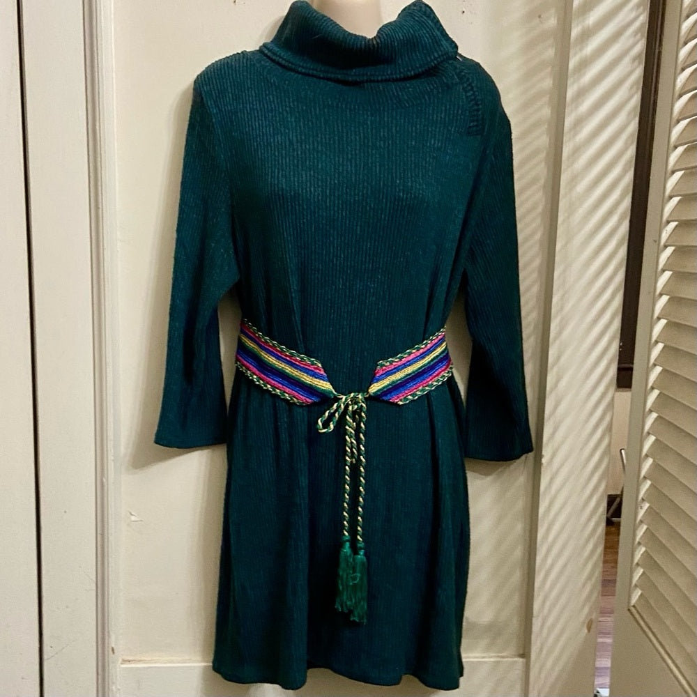 No Boundaries Teal Pullover Mini Sweater Dress (XL)