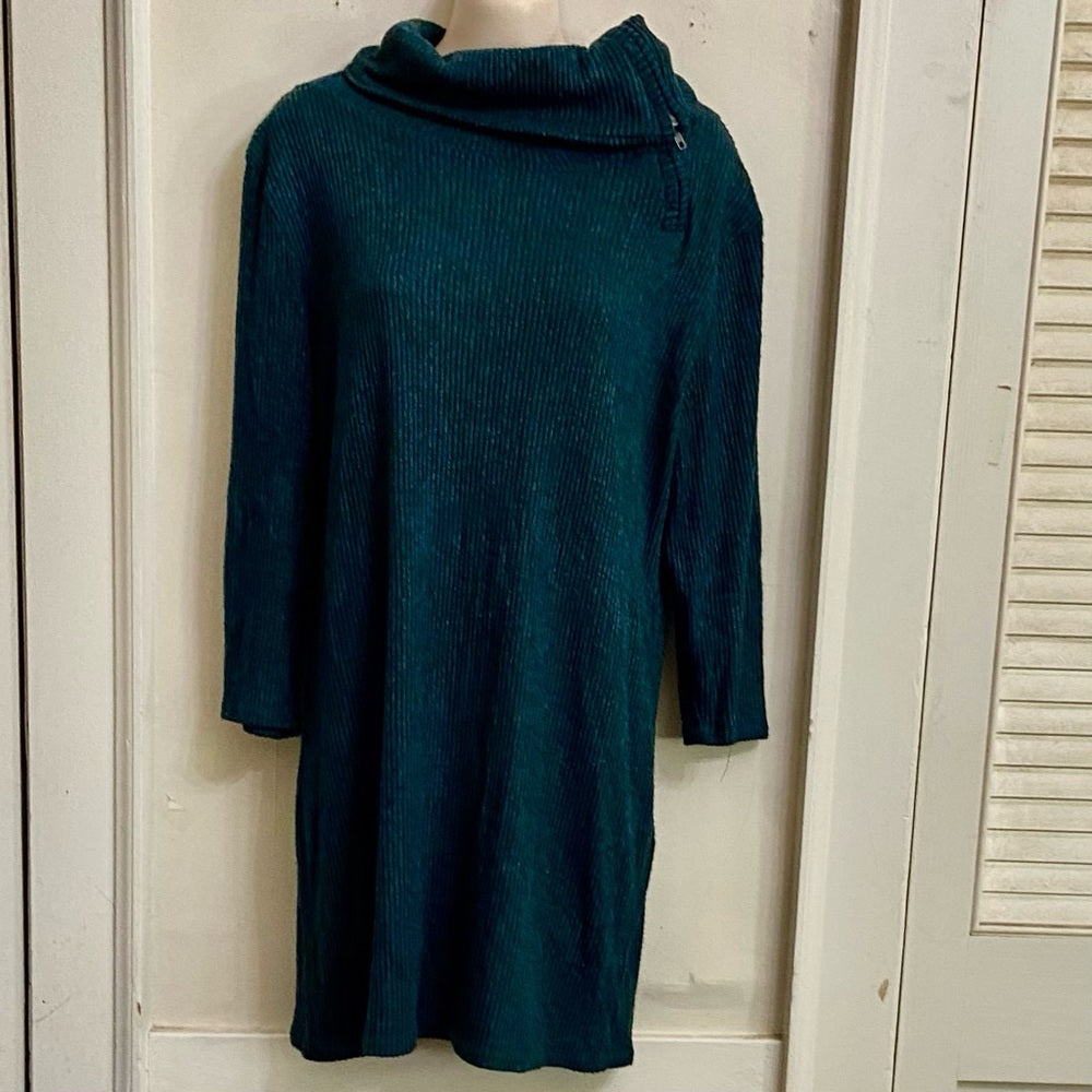 No Boundaries Teal Pullover Mini Sweater Dress (XL)