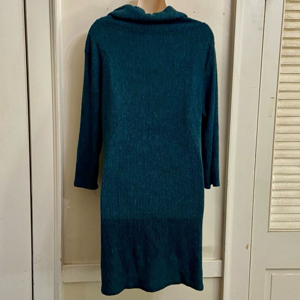 No Boundaries Teal Pullover Mini Sweater Dress (XL)