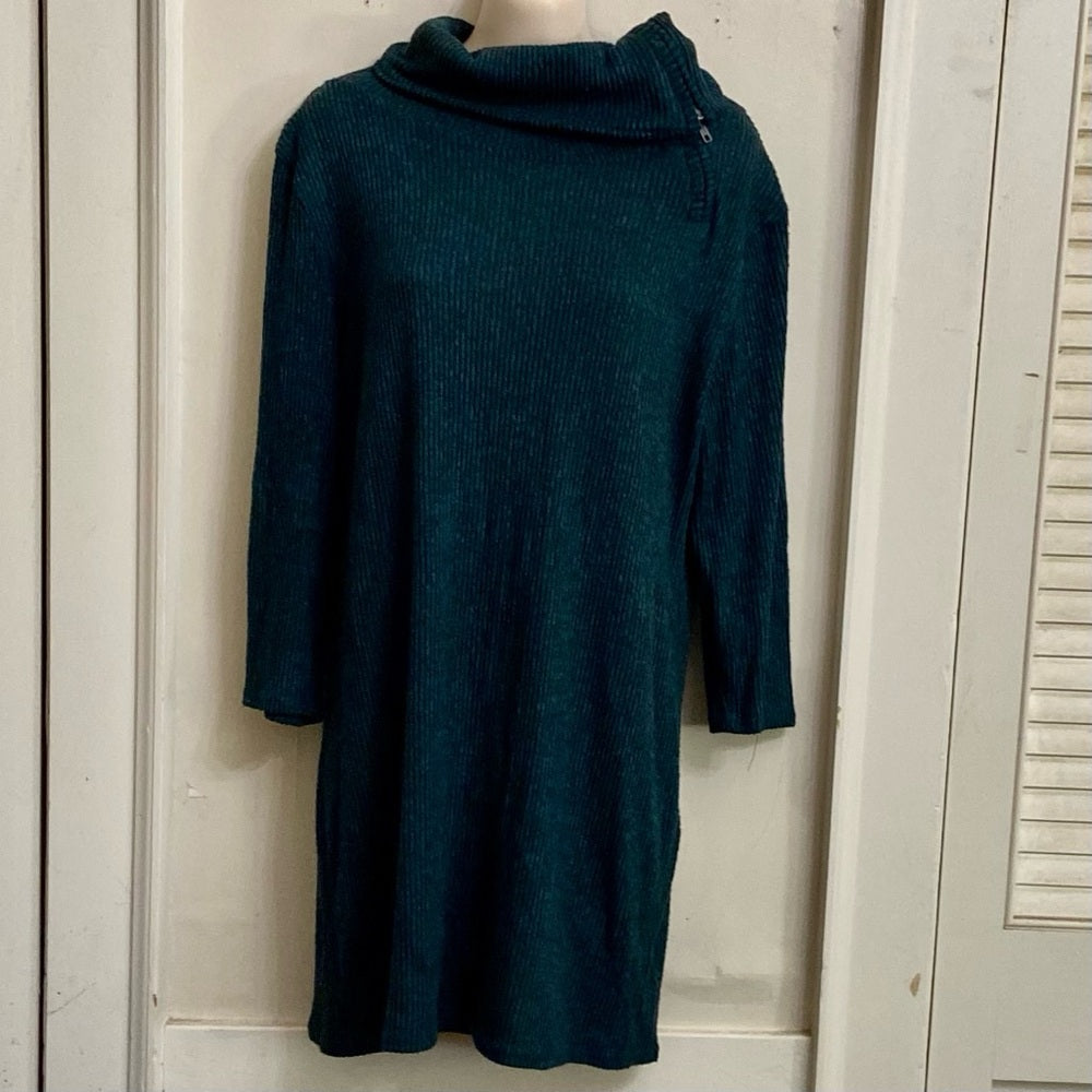 No Boundaries Teal Pullover Mini Sweater Dress (XL)