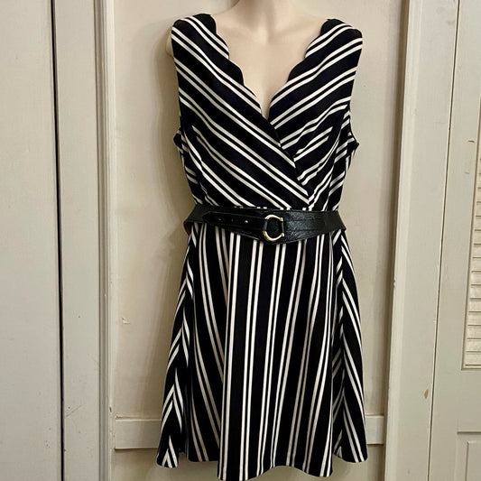 Elle Black and White Stripes Dress Size 12