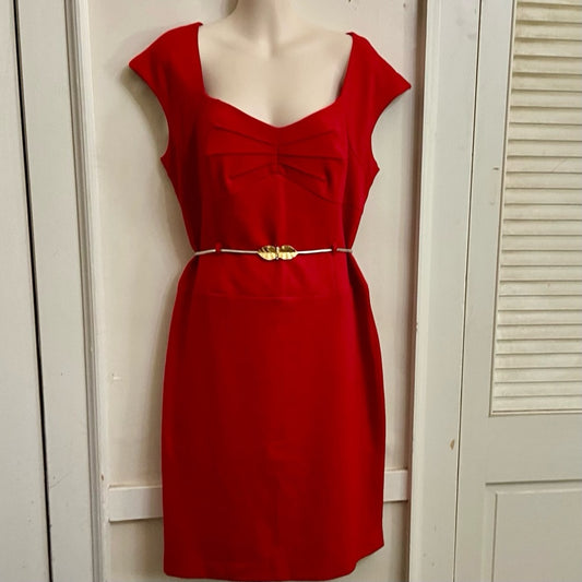 Tahari Ted Dress with Gold Elastic Belt Size 12