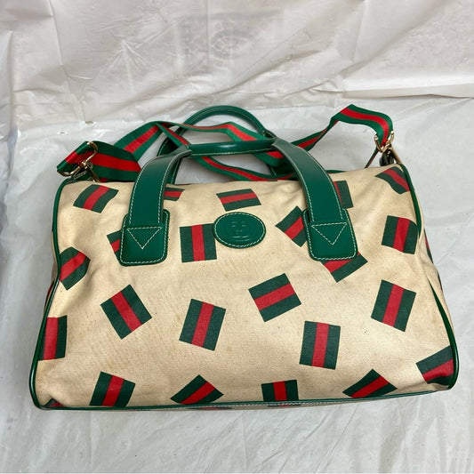 Vintage, Gucci, Rare, Beige Canvas Sherry Line Shoulder-Crossbody Bag