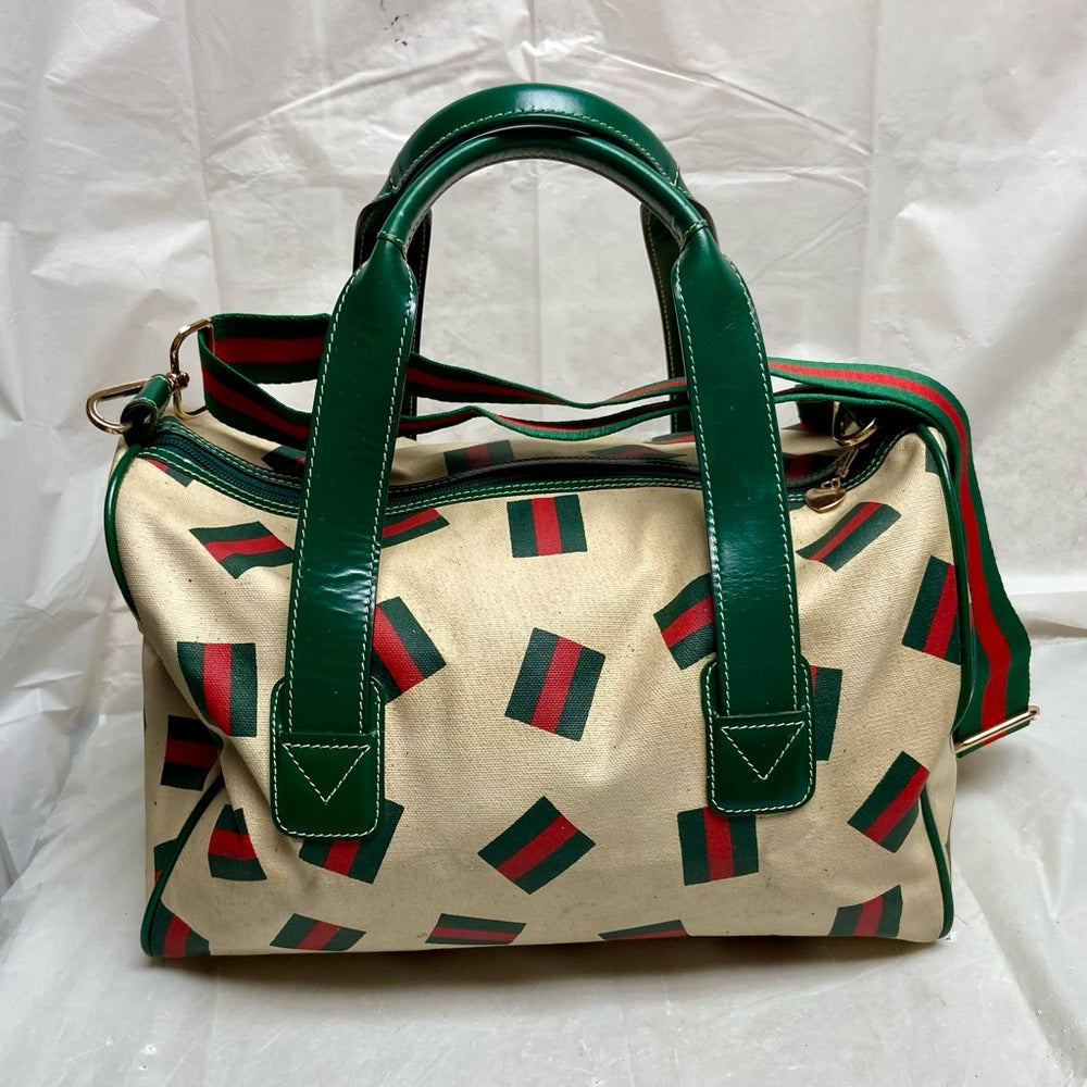 Vintage, Gucci, Rare, Beige Canvas Sherry Line Shoulder-Crossbody Bag