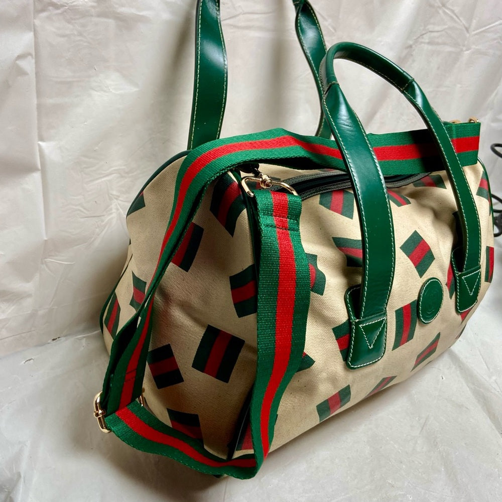 Vintage, Gucci, Rare, Beige Canvas Sherry Line Shoulder-Crossbody Bag