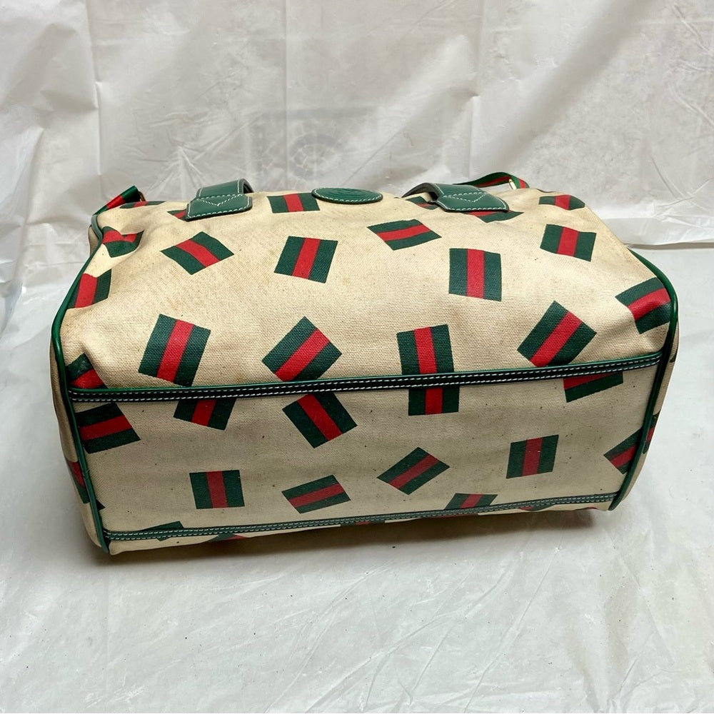 Vintage, Gucci, Rare, Beige Canvas Sherry Line Shoulder-Crossbody Bag