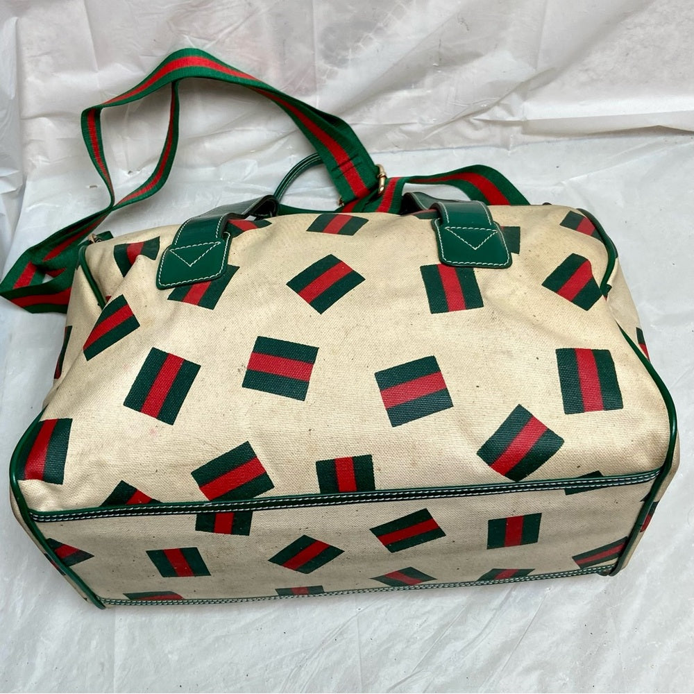 Vintage, Gucci, Rare, Beige Canvas Sherry Line Shoulder-Crossbody Bag