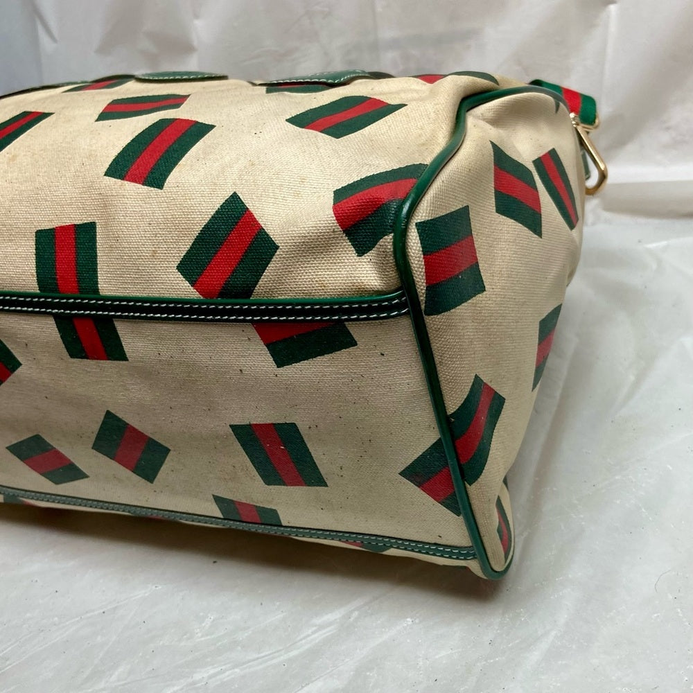 Vintage, Gucci, Rare, Beige Canvas Sherry Line Shoulder-Crossbody Bag