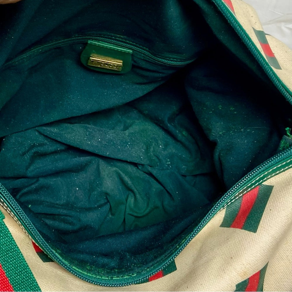 Vintage, Gucci, Rare, Beige Canvas Sherry Line Shoulder-Crossbody Bag