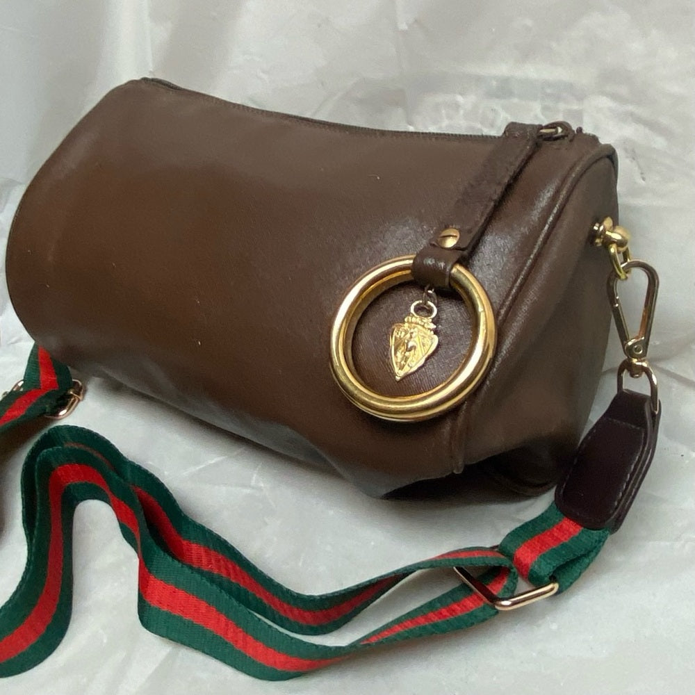 Vintage, Gucci, Rare, Brown Leather Sherry Line Shoulder-Crossbody Bag