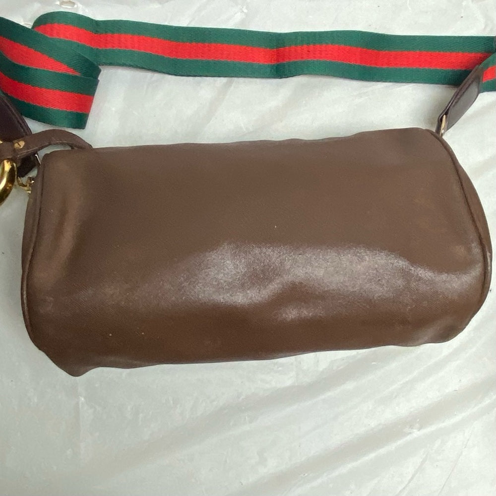 Vintage, Gucci, Rare, Brown Leather Sherry Line Shoulder-Crossbody Bag