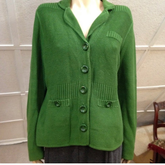 Jones of New York Collection Green Sweater Cardigan (L)