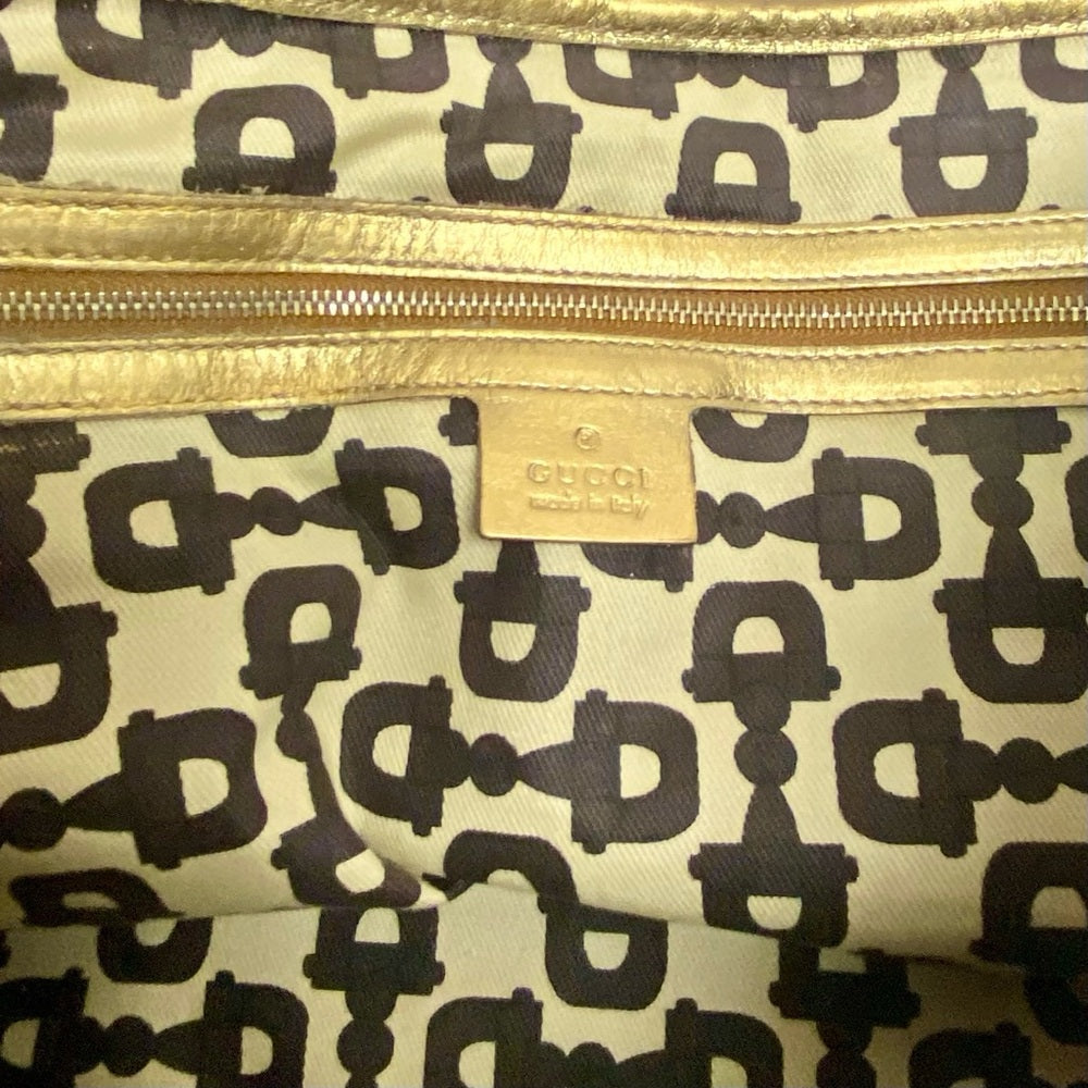 Vintage, Gucci, GG Coated Canvas with Gold Leather Shoulder Strap 11in x 8.5in