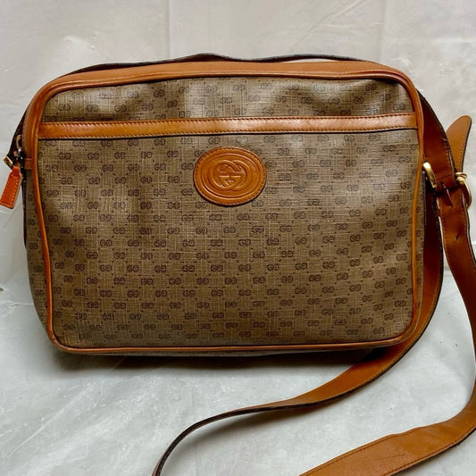 Vintage Gucci Tan Coated Canvas Shoulder-Crossbody 19.5in x 7.5in x 3In