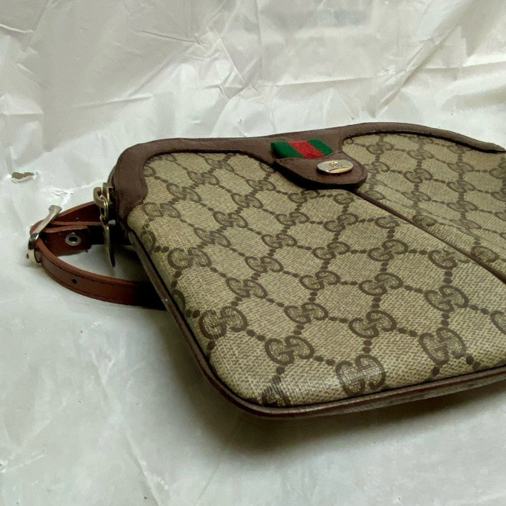 Vintage, Gucci, Small Brown Coated Canvas Sherry Line Shoulder-Crossbody Bag