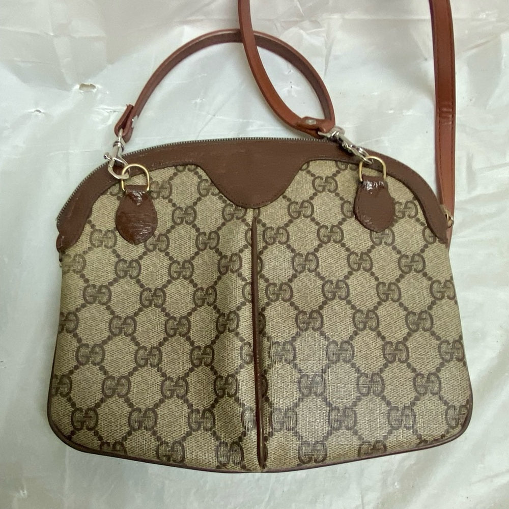 Vintage, Gucci, Small Brown Coated Canvas Sherry Line Shoulder-Crossbody Bag
