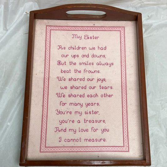 Vintage, One of a Kind, My Sister Needlework Serving Tray 12.5in x 9.5in x 3in
