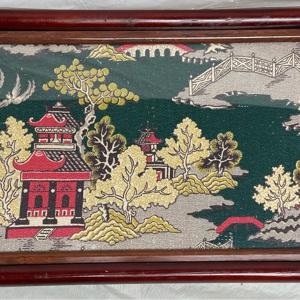 Vintage, Rare  Polychrome Blue Willow  Serving Tray- 17.5in c 12in x 2.5in