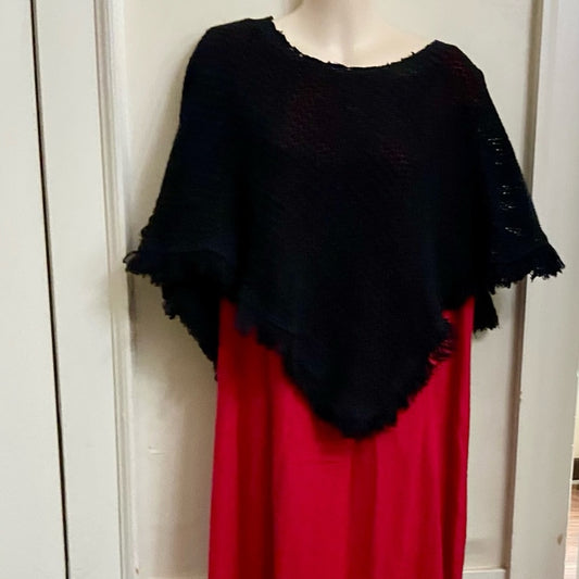 Black Knitted Poncho (One Size)