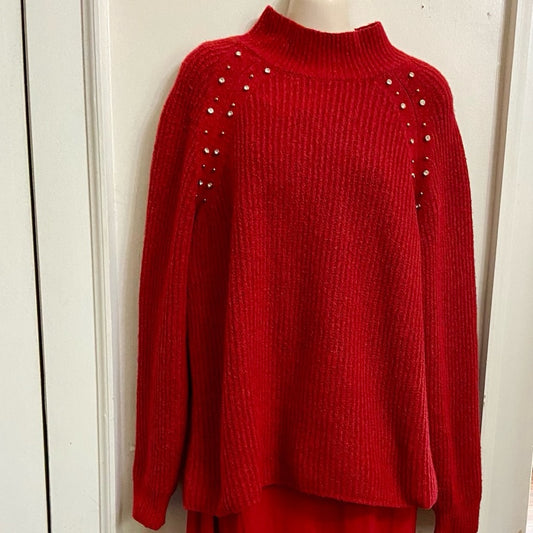 Liz Claiborne Red Sweater with Rhinestones (XL)